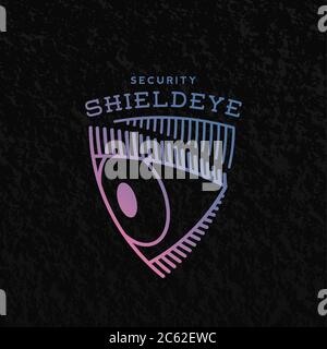 Shield Eye Security Abstraktes Vektorzeichen, Symbol oder Vorlage. Stock Vektor