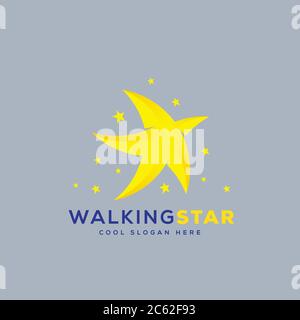 Walking Star Abstract Vektor-Symbol, Symbol oder Logo-Vorlage. Stock Vektor