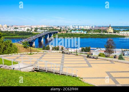 Fedorovsky Damm Antenne Panoramaaussicht in Nischni Nowgorod. Nischni Nowgorod ist die fünftgrößte Stadt in Russland und dem Zentrum von Nischni Nowgorod Stockfoto