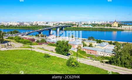 Fedorovsky Damm Antenne Panoramaaussicht in Nischni Nowgorod. Nischni Nowgorod ist die fünftgrößte Stadt in Russland und dem Zentrum von Nischni Nowgorod Stockfoto