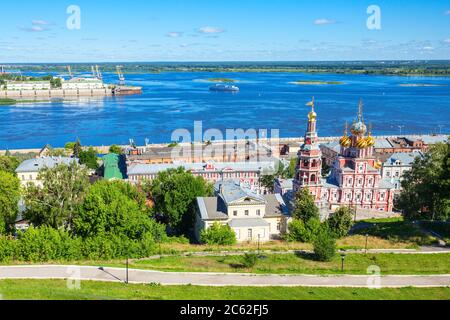 Fedorovsky Damm Antenne Panoramaaussicht in Nischni Nowgorod. Nischni Nowgorod ist die fünftgrößte Stadt in Russland und dem Zentrum von Nischni Nowgorod Stockfoto