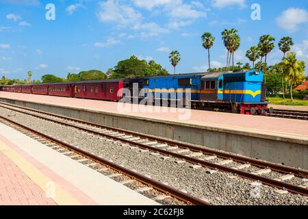 Jaffna Bahnhof ist ein Bahnhof in Jaffna, im Norden von Sri Lanka. Jaffna Bahnhof ist einer der verkehrsreichsten im Land. Stockfoto