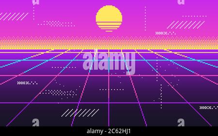 Vaporwave Hintergrund für Disco, virtuelle trendy, Glow Vintage Stock Vektor