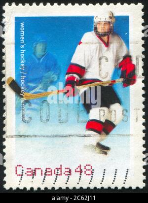 KANADA - UM 2002: Stempel gedruckt von Kanada, zeigt Hockey, um 2002 Stockfoto