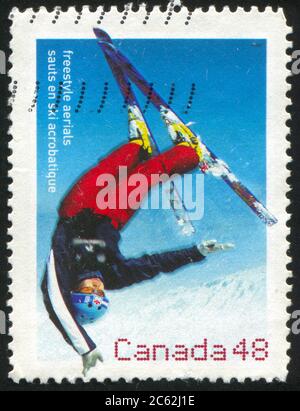 KANADA - UM 2002: Stempel gedruckt von Kanada, zeigt Freestyle, um 2002 Stockfoto