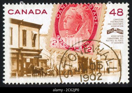 KANADA - UM 2002: Briefmarke gedruckt von Kanada, zeigt Königin Victoria, um 2002 Stockfoto