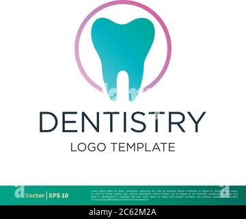 Zahnarzt, Zahnpflege Symbol Vektor Logo Vorlage Illustration Design. Editierbarer Vektor EPS 10. Stock Vektor