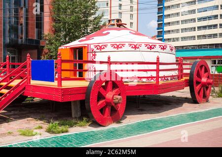 Traditionelle mongolische Jurte im Zentrum von Ulaanbaatar, Mongolei Stockfoto