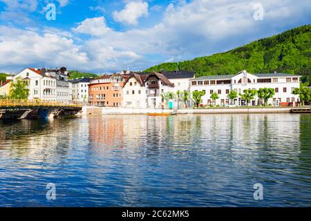 Gmunden Stadt lakeside und Traunsee, Österreich. Gmunden ist eine Stadt im Salzkammergut, Oberösterreich. Stockfoto