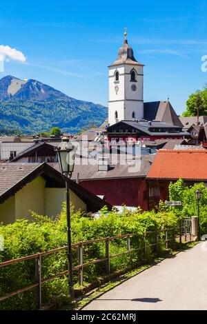 St. Wolfgang katholische Kirche oder Pfarrkirchen Wallfahrtskirche in St. Wolfgang im Salzkammergut, Österreich Stockfoto