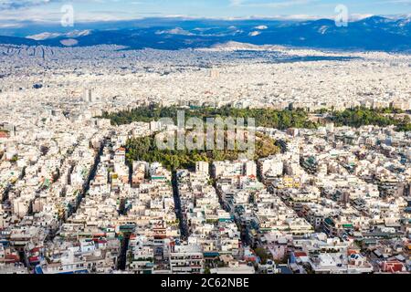 Athen Antenne Panoramablick vom Berg Lycabettus in Athen, Griechenland Stockfoto