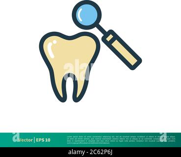 Zahnarzt, Zahnpflege Behandlung Symbol Vektor Logo Vorlage Illustration Design. Editierbarer Vektor EPS 10. Stock Vektor