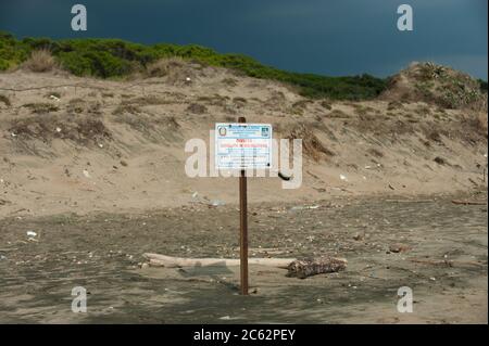 Nettuno, Roma, 06/09/2014: Torre Astura Beach. Stockfoto