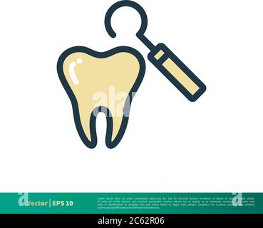 Zahnarzt, Zahnpflege Behandlung Symbol Vektor Logo Vorlage Illustration Design. Editierbarer Vektor EPS 10. Stock Vektor