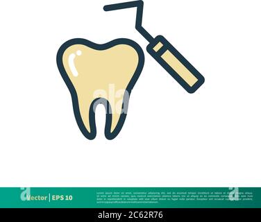 Zahnarzt, Zahnpflege Behandlung Symbol Vektor Logo Vorlage Illustration Design. Editierbarer Vektor EPS 10. Stock Vektor