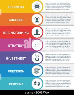 Vektor Infografik Banner Vorlage Business. Modernes flaches Farbdesign. Kann für Prozessdiagramm, Präsentationen, Workflow, Banner mit BUSINESS verwendet werden Stock Vektor