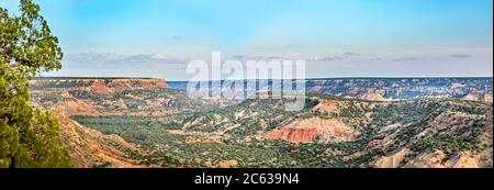 Landschaftlich reizvoller Panoramablick über den Palo Duro Canyon State Park, Texas Stockfoto