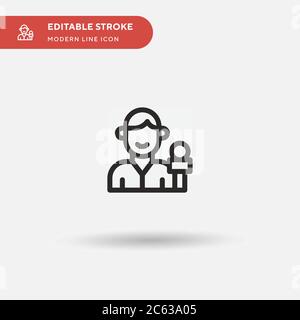 Einfaches Vektorsymbol für News Reporter. Illustration Symbol Design Vorlage für Web mobile UI Element. Perfekte Farbe modernes Piktogramm auf bearbeitbaren Strich. Ne Stock Vektor
