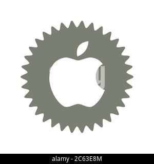 Apple-Logo. Apple ist ein amerikanischer Konzern entwickelt und verkauft Unterhaltungselektronik und Computer. Apple-Logo . Charkiw, Ukraine - Juni 2020 Stockfoto