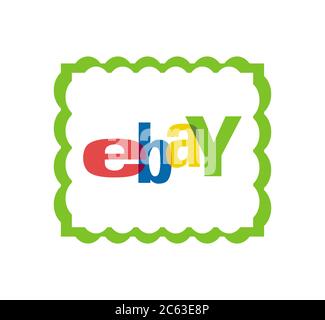 EBay-Logo. EBay ist ein amerikanischer Konzern und E-Commerce-Unternehmen. Bereitstellung von Vertriebsservices. EBay Marktführer im E-Commerce . Charkiw, Ukraine - Juni , 202 Stockfoto