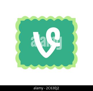 Vine-Logo. Vine App könnte verwendet werden, um Videos zu durchsuchen. Vine ca. Charkiw, Ukraine - Juni , 2020 Stockfoto