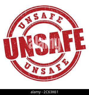 Unsicheres Zeichen oder Stempel auf weißem Hintergrund, Vektordarstellung Stock Vektor