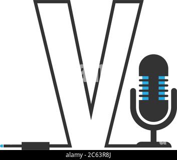Buchstabe V und Podcast Logo Kombination Design Konzept Stock Vektor