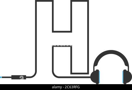 Buchstabe H und Podcast Logo Kombination Design Konzept Stock Vektor