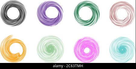 Spiralsatz. Vektorsymbole. Set aus runden Wirbeln. Stock Vektor