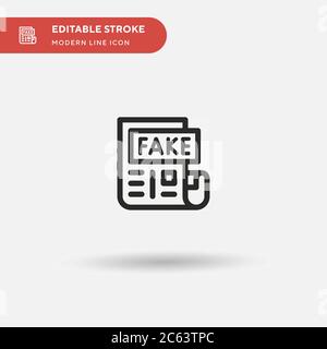 Fake News einfaches Vektor-Symbol. Illustration Symbol Design Vorlage für Web mobile UI Element. Perfekte Farbe modernes Piktogramm auf bearbeitbaren Strich. Gefälschtes N Stock Vektor