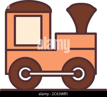 Baby Zug Wagen Spielzeug, Objekt Neugeborenen Vorlage Linie und füllen Design Symbol Vektor Illustration Stock Vektor