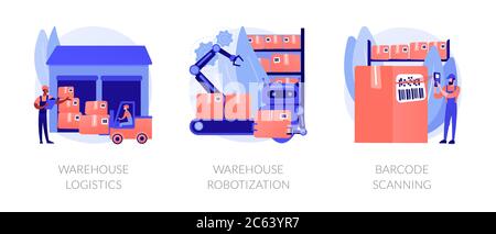 Fertigungsmanagement und moderne Technologie Umsetzung abstraktes Konzept Vektor Illustrationen. Stock Vektor