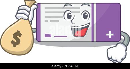 Verrückte reiche Cartoon Bild der Medizin-Box mit Geldbeutel Stock Vektor