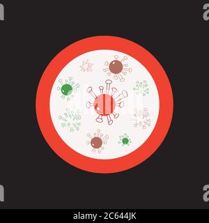 Eine Reihe von Symbolen für Virusbakterien. Cartoon-Illustration. Mikroorganismen des Bacillus. Keime stoppen Stock Vektor