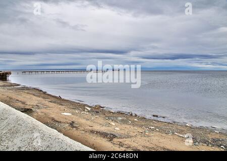 Alte Wharf im Hafen von Punta Arenas, Patagonien, Chile Stockfoto