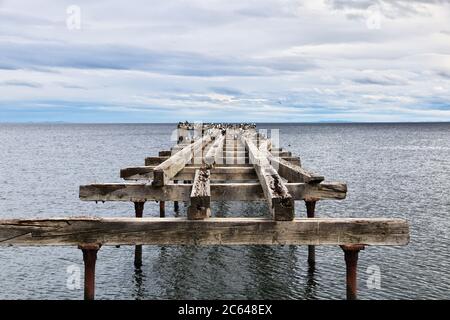Alte Wharf im Hafen von Punta Arenas, Patagonien, Chile Stockfoto