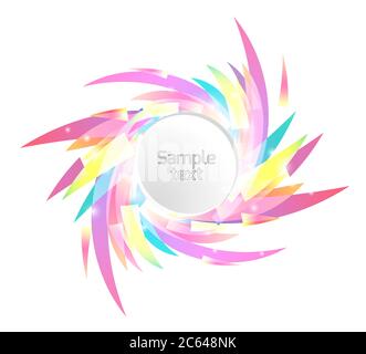 Schablone Rundrahmen mit abstrakten, rainbow farbigen Blütenblättern. Vektorelement für Ihr Design Stock Vektor