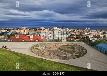 Der Panoramablick auf Punta Arenas, Patagonien, Chile Stockfoto