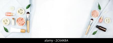 Banner aus Set von hausgemachten Kosmetika. Stockfoto