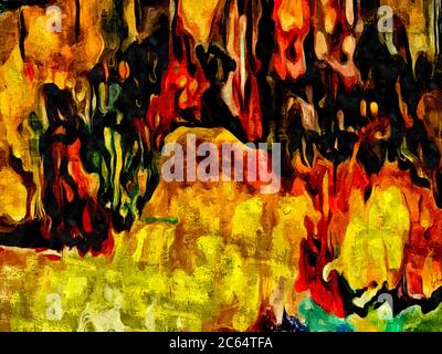 Abstrakt Vintage floralen Hintergrund, Leinwand Wandteppich mit breiten Farbstrichen für Design. Stockfoto