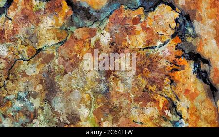 Abstrakt Vintage floralen Hintergrund, Leinwand Wandteppich mit breiten Farbstrichen für Design. Stockfoto