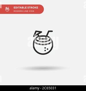 Kokosnuss Getränk einfaches Vektor-Symbol. Illustration Symbol Design Vorlage für Web mobile UI Element. Perfekte Farbe modernes Piktogramm auf bearbeitbaren Strich. Kokosnussgetränk-Symbole für Ihr Geschäftsprojekt Stock Vektor