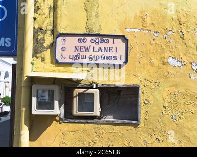 dh Forts Straßenschild GALLE FORT SRI LANKA zweisprachige Straßen in Sri Lanka Straßenschild Namensschild Schilder Stockfoto