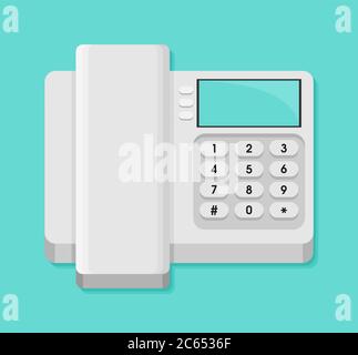 Symbol für Vektorgrafiken für schnurloses Telefon. Vektor-Flat-Symbol des Telefons mit Tastatur und Display. Stock Vektor