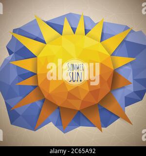 Vektor Dreieck Hintergrund mit Wolken und Sonne Stock Vektor