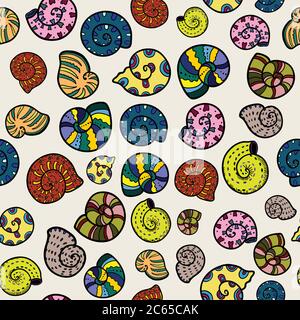 Nahtloses Muster mit lustigen Cartoon Schnecke Elemente. Stock Vektor