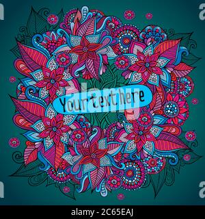 Kranz von Blumen und Blätter Karte Stock Vektor