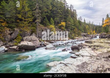 McDonald Creek im Glacier National Park, Montana. Stockfoto