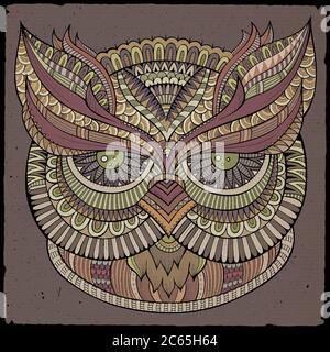 Dekorativer Eulenkopf. Vektorgrafik Stock Vektor