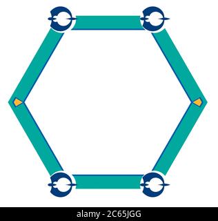 Rahmenelemente aus 2D-Software isoliert auf Weiß Stockfoto